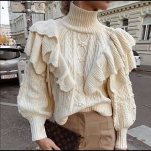 Zara sold out ruffled cable knit sweater